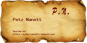 Petz Nanett névjegykártya